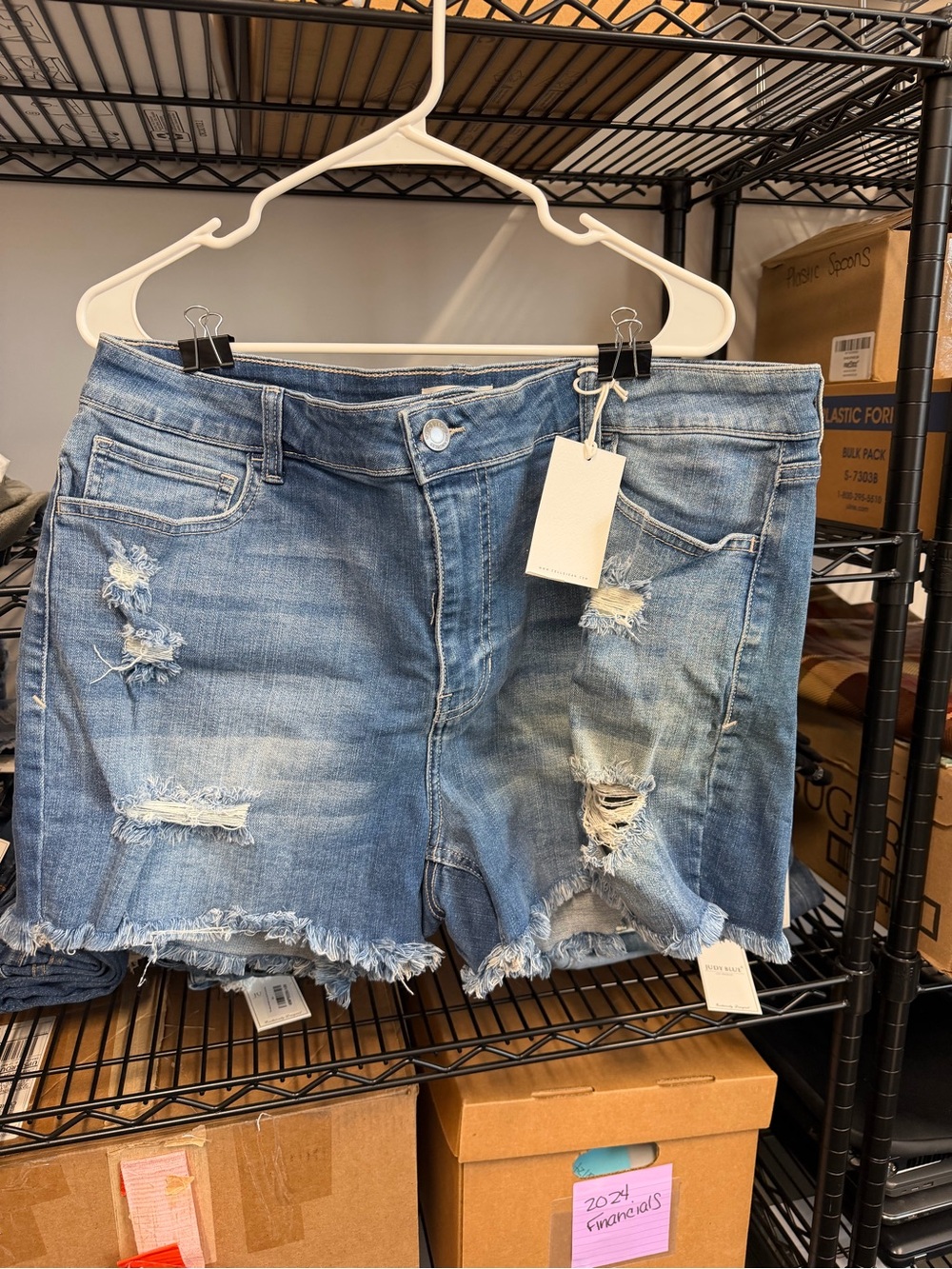 Cello Light Blue Distressed Denim Jean Shorts